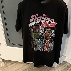 Men's Black Graphic Tee with Anime Design
